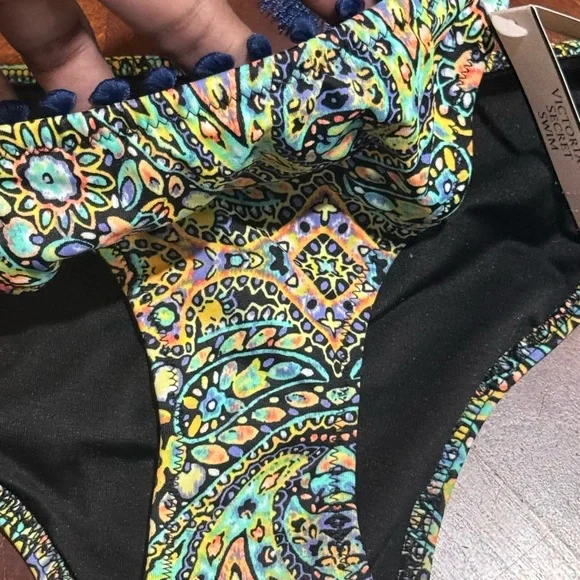 Victoria's Secret Paisley mosaic garden Bikini - Blue and Green set 34B Small - Picture 5 of 10